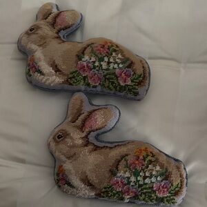 Charming Bunny Floral Accent Pillow Pair